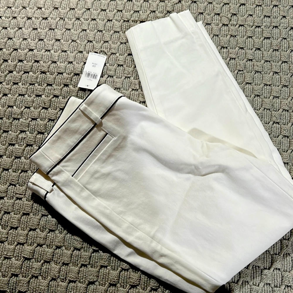 Banana republic NWT Sloan pants trousers white with black